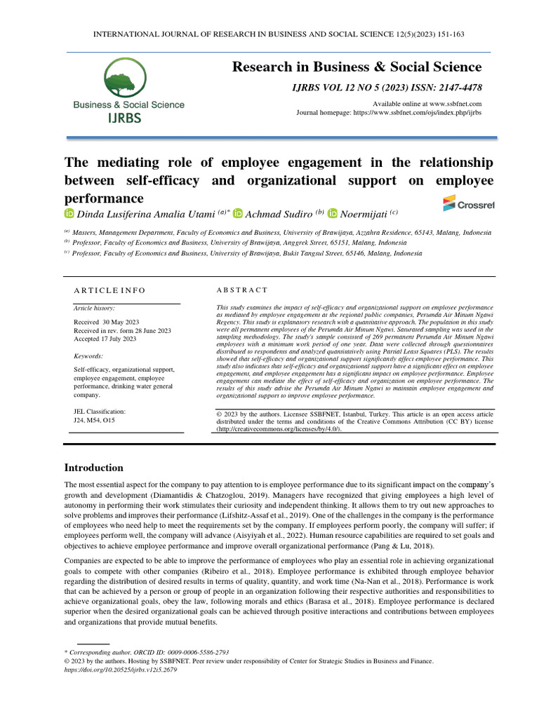 Employee Engagement's Role in Performance | PDF | Self Efficacy | Goal