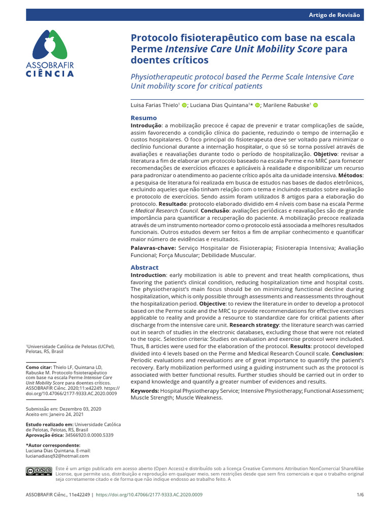 Protocolo Fisioterapêutico com Escala Perme | PDF | Músculo | Fisioterapia