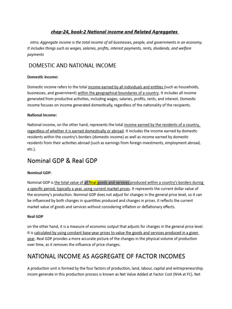 National Income and Its Aggregates | PDF | Gross Domestic Product ...