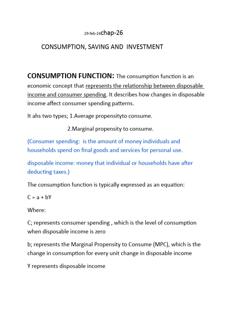 Consumption, Saving, and Investment Explained | PDF | Consumption ...