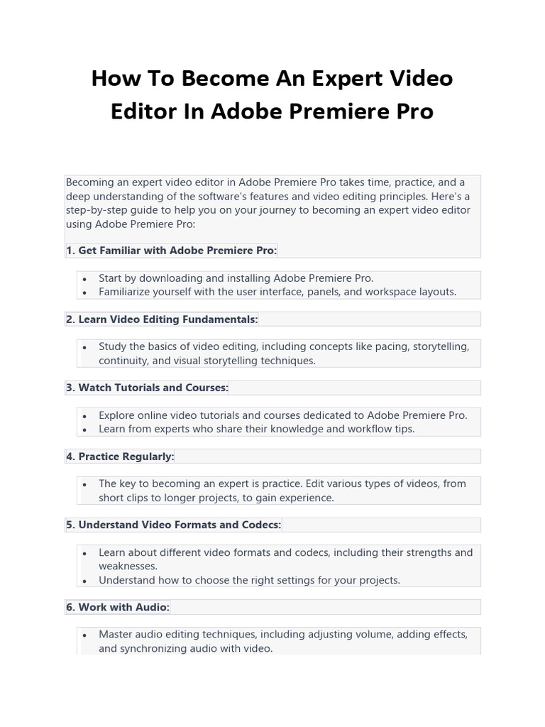 Master Video Editing in Premiere Pro | PDF | Editing | Keyboard Shortcut