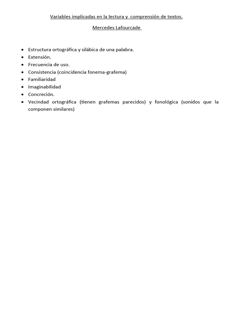 Variables Implicadas en La Lectura y Comprensión de Textos | PDF