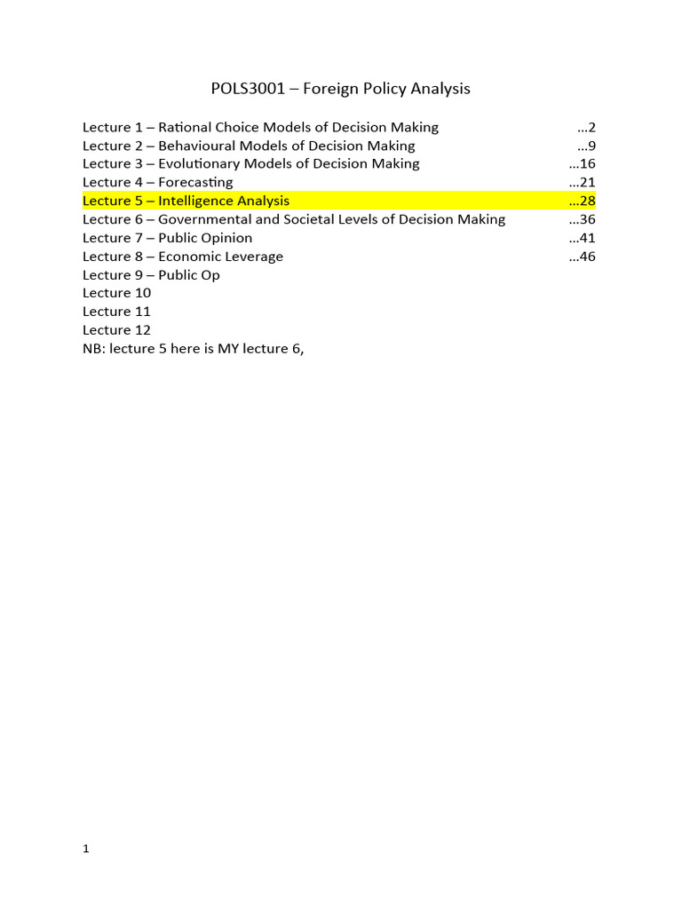 Foreign Policy Help FP Lecture Notes | PDF | Risk Aversion | Risk