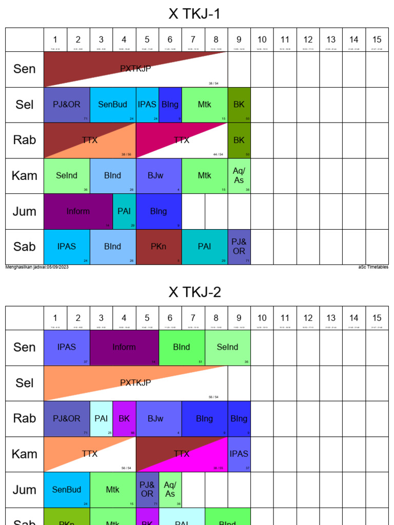 JADWAL KELAS 2023-2024 BARU | PDF