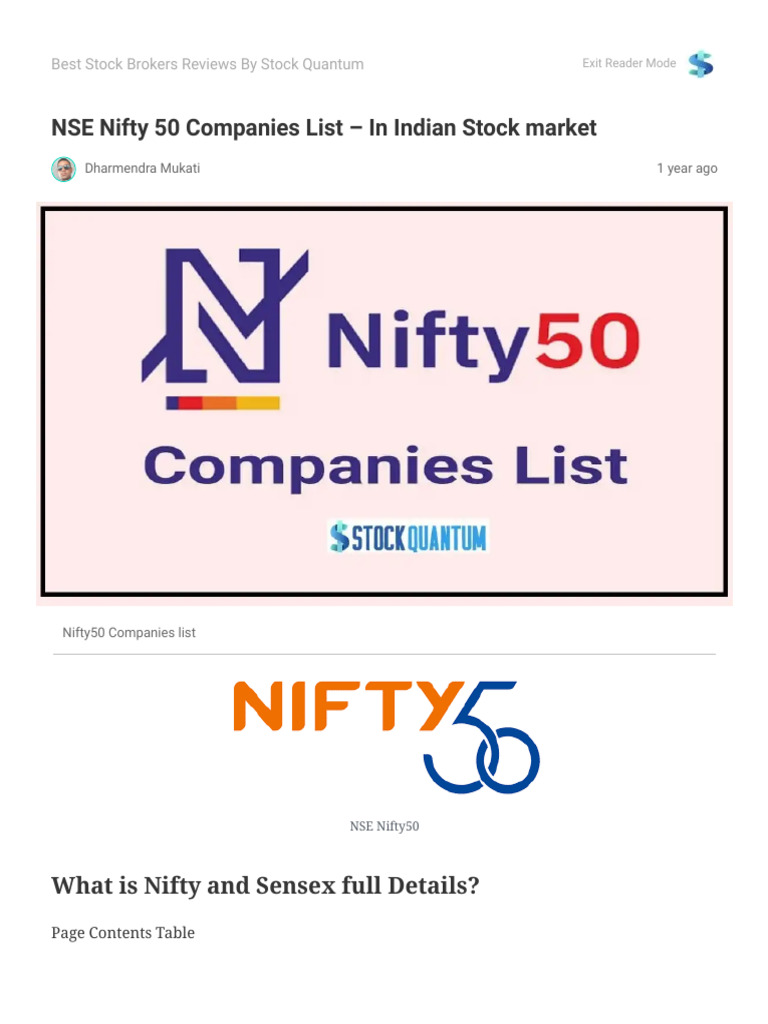 list-of-nse-nifty-50-companies-2020-in-indian-stock-market-pdf | PDF
