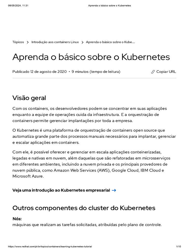 Aprenda o b sico sobre o kubernetes pdf computa o em nuvem