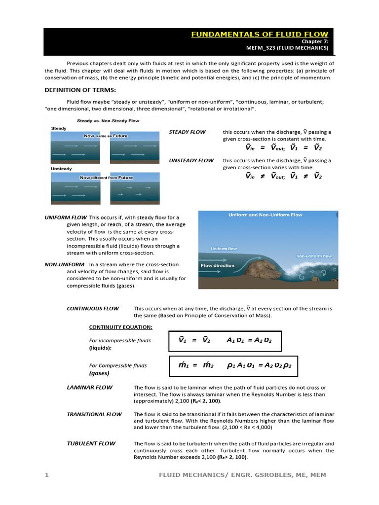 Fluid Mechanics: Flow Types & Principles | PDF | Fluid Dynamics ...