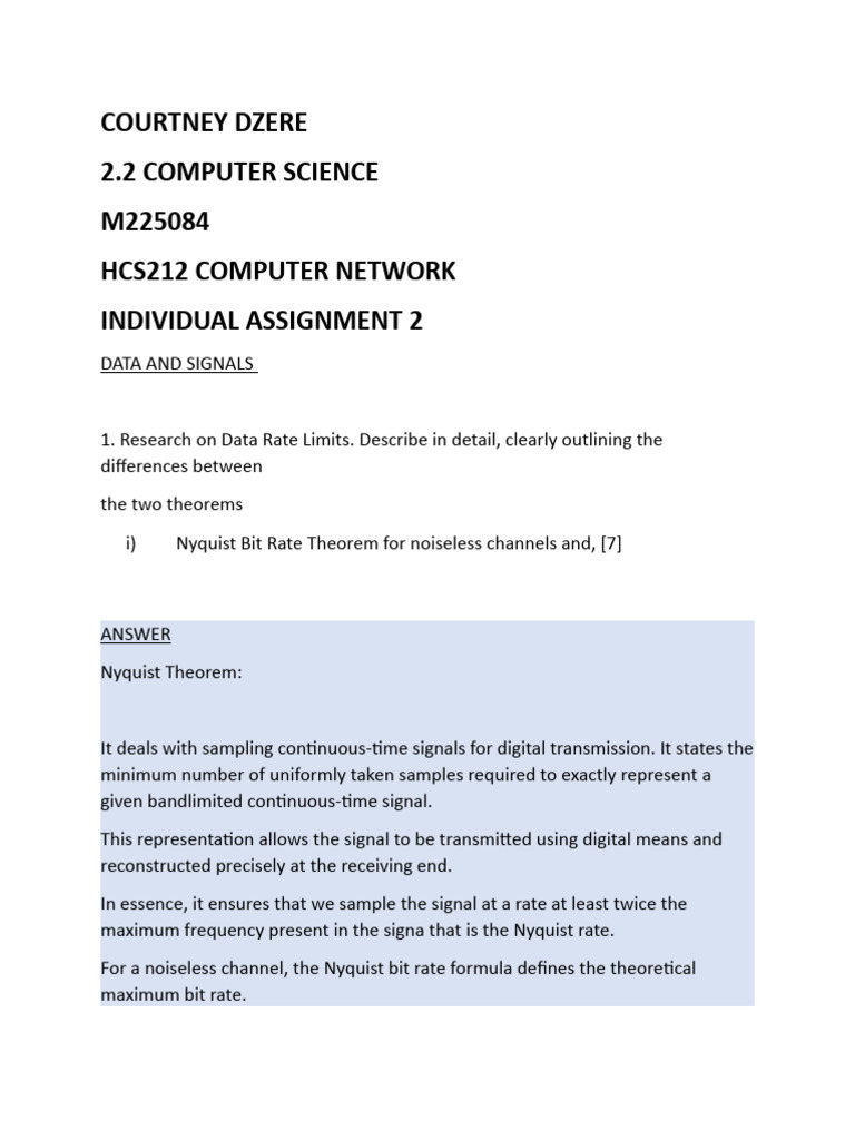 M225084 HCS212 Individual Assignment 2 | PDF | Signal To Noise Ratio ...