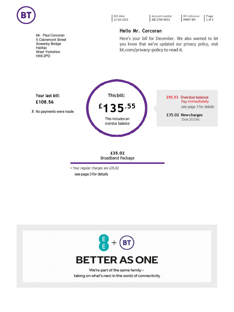 YourBTbill 03102023 | PDF | Cheque | Debit Card
