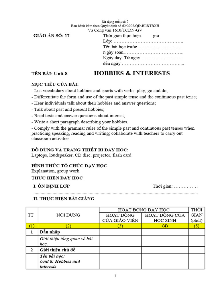 Unit 8: Hobbies and Interests Guide | PDF | Linguistics