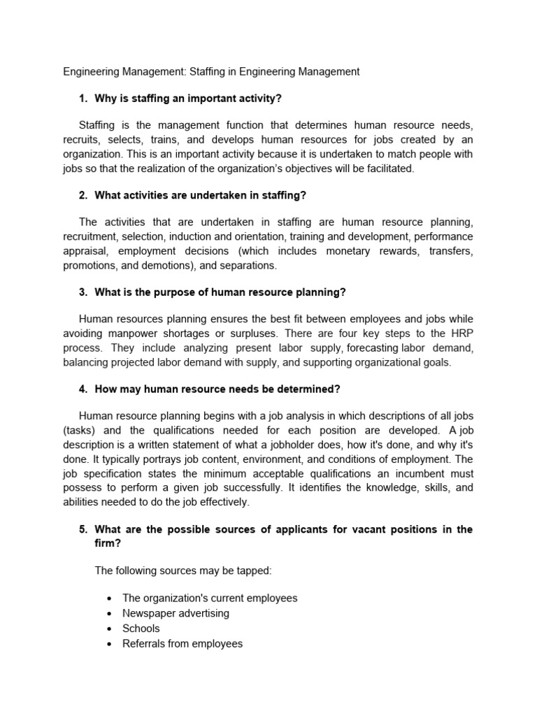 Eng - Man. Staffing | PDF | Human Resources | Recruitment