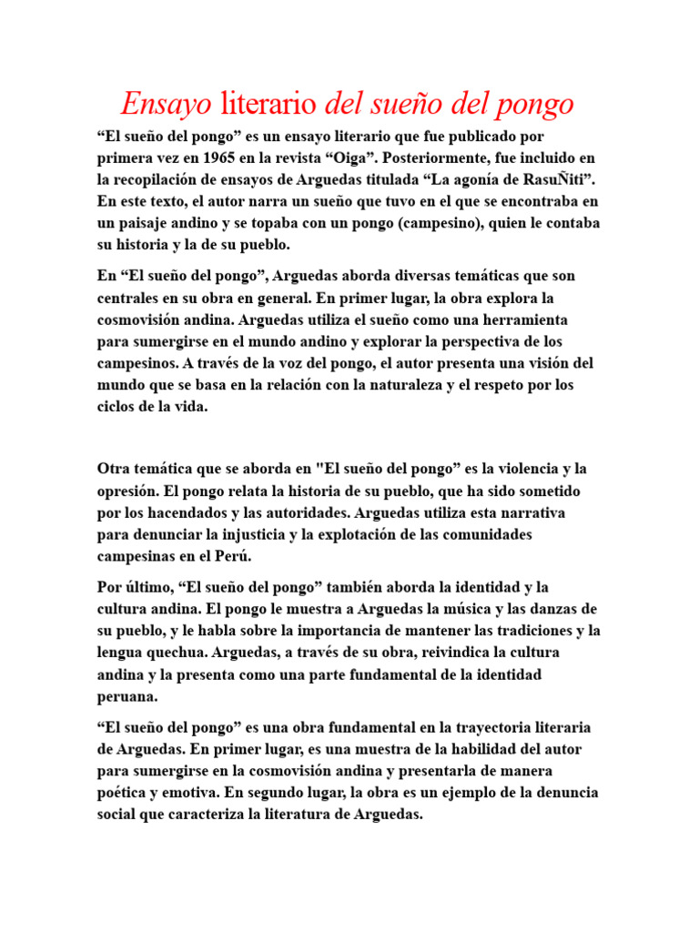 Ensayo Literario | PDF | Perú | Autor