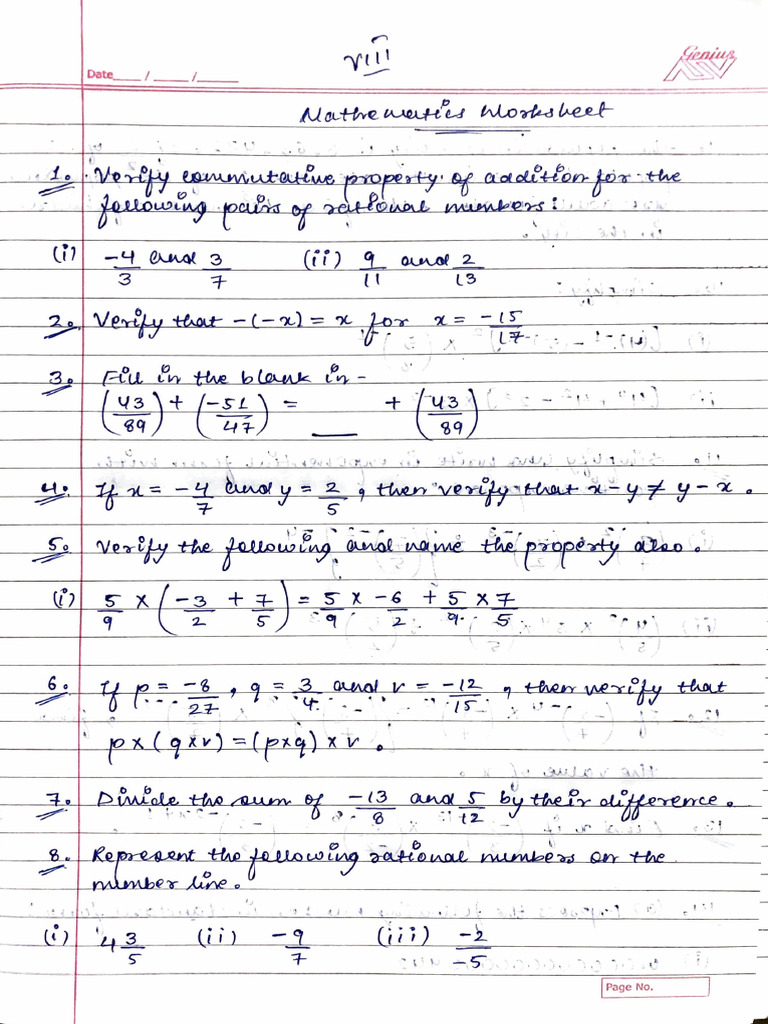 class 8 maths test paper PDF