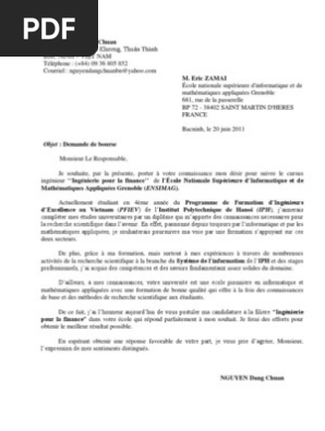 Lettre De Motivation Pour Une Bourse Pdf