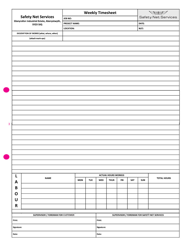 Day Sheet Template PDF