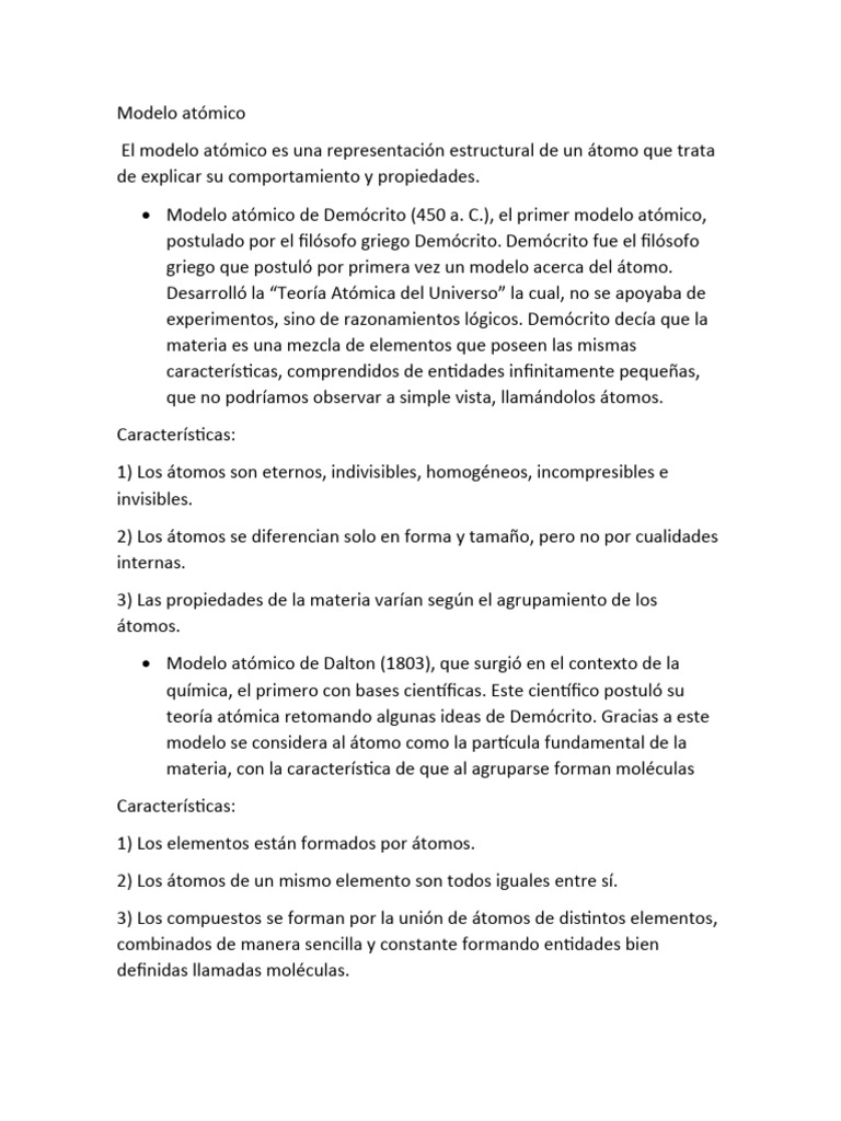 Evolución De Modelos Atómicos Pdf átomos Núcleo Atómico