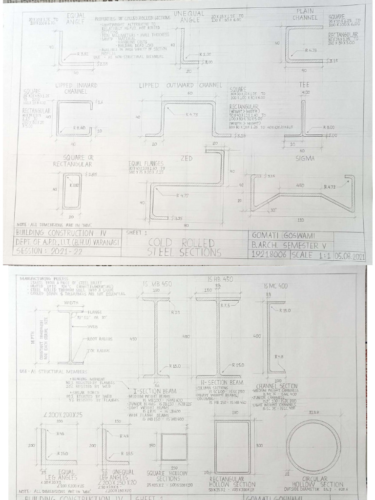 AR303 - 19218006 - Sheet 1 - Steel Sections | PDF
