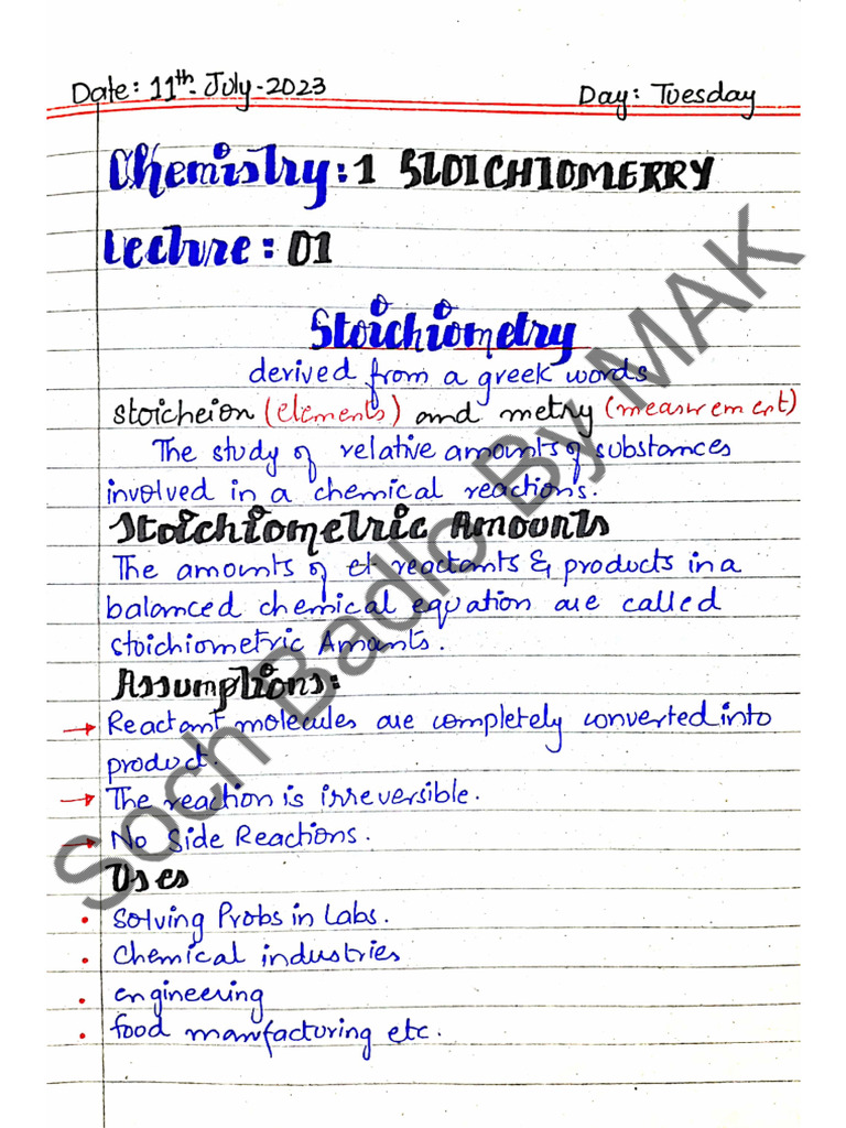 Chemistry Chapter 1 Notes Watermark | PDF