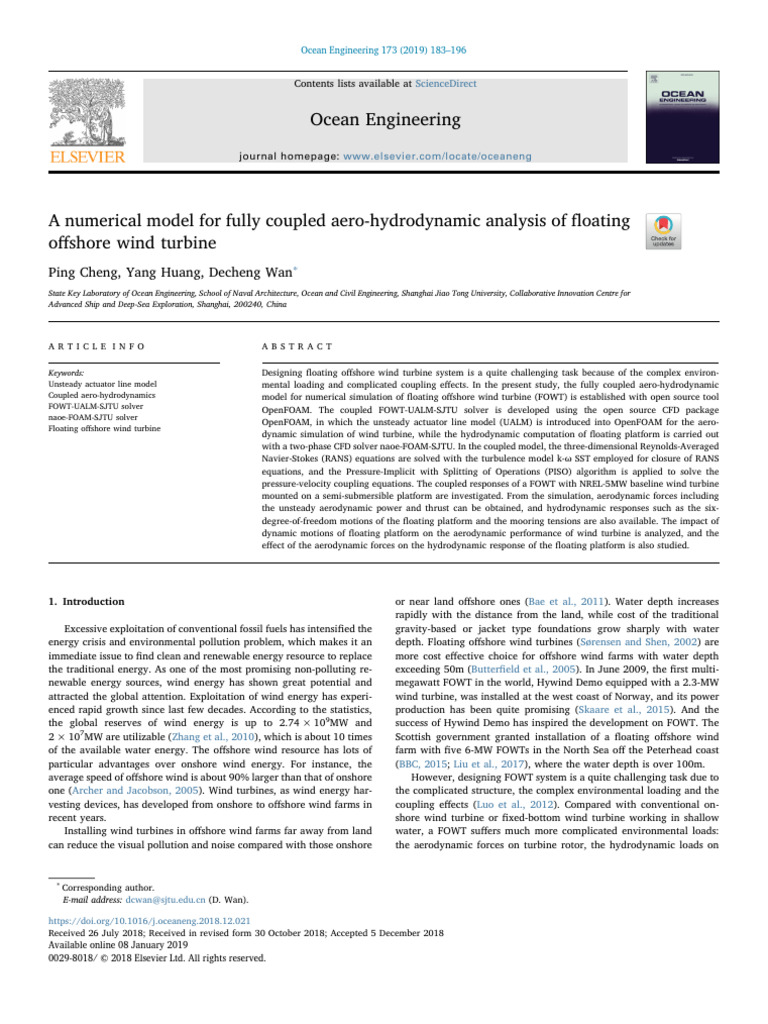 Aero-Hydrodynamic Model for FOWTs | PDF | Computational Fluid Dynamics ...