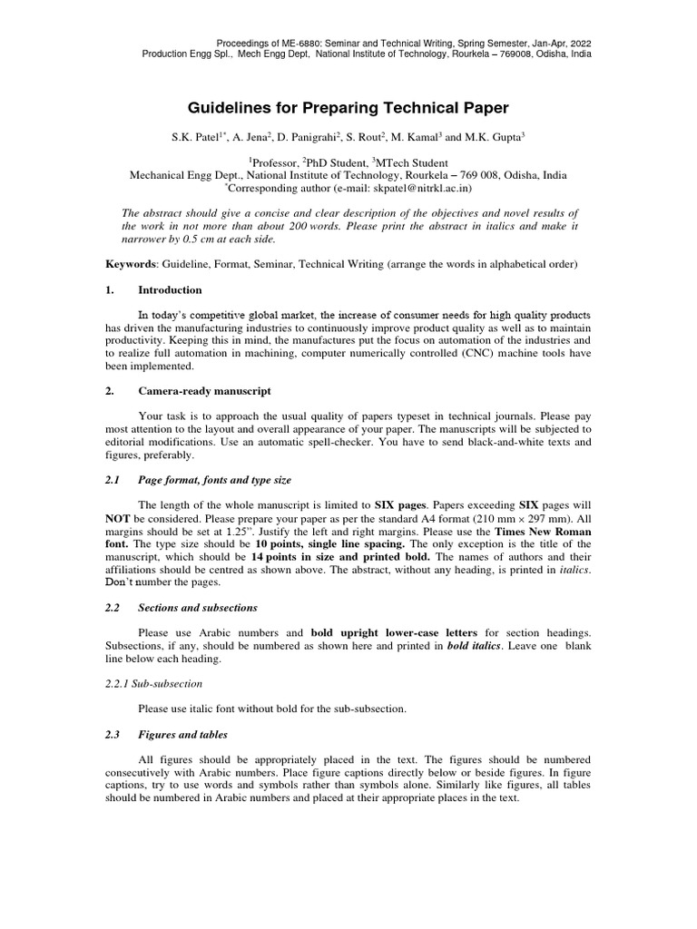 Format Of Paper Pdf Page Layout Times New Roman