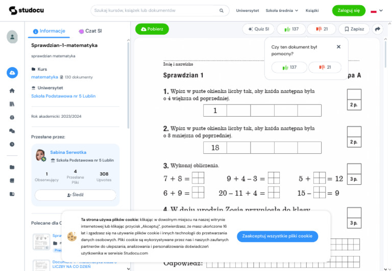 Geometria Plaska Sprawdzian Liceum 1 Matematyka