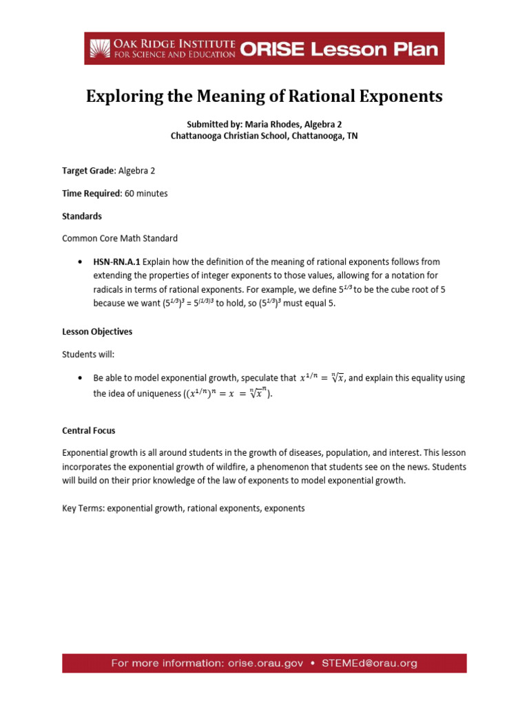 Understanding Rational Exponents in Algebra | PDF | Exponentiation ...