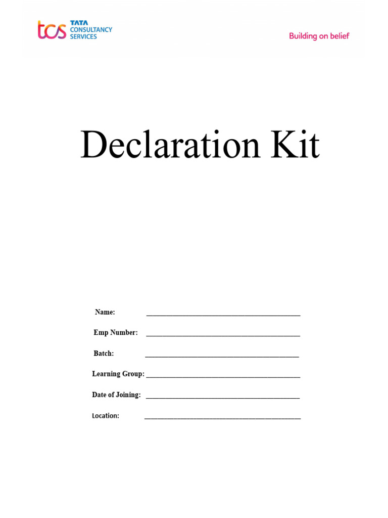 TCS Employee Declaration Kit | PDF | Employment | Information Security