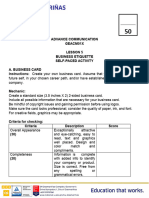 Lesson 5 - Business Etiquette - Card - Activity