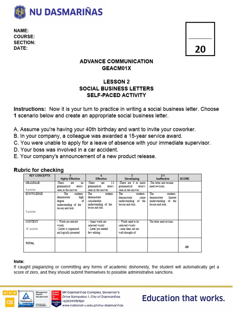 Social Business Letter Writing Guide | PDF | Human Communication ...