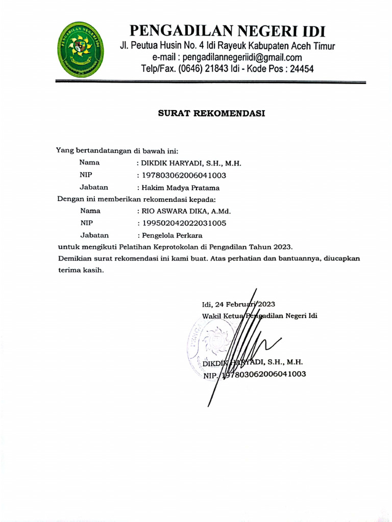 Surat Rekomendasi | PDF