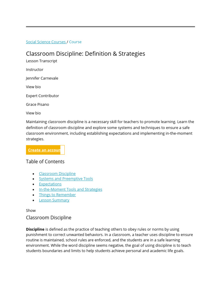 Clas Discipline 2 | PDF | Disciplines | Classroom Management