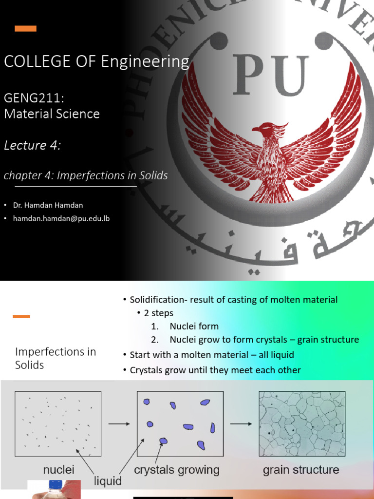 GENG211 - 04 - Imperfections in Solids | PDF | Dislocation | Crystallite