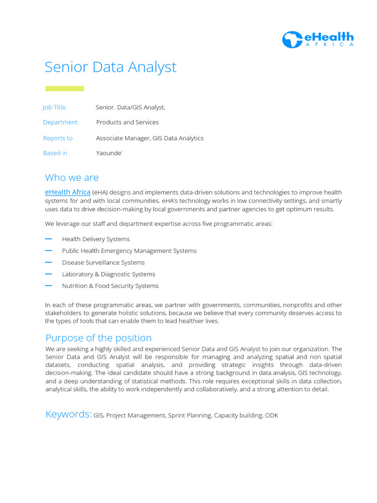 Senior Data/GIS Analyst Job Description | PDF | Geographic Information ...