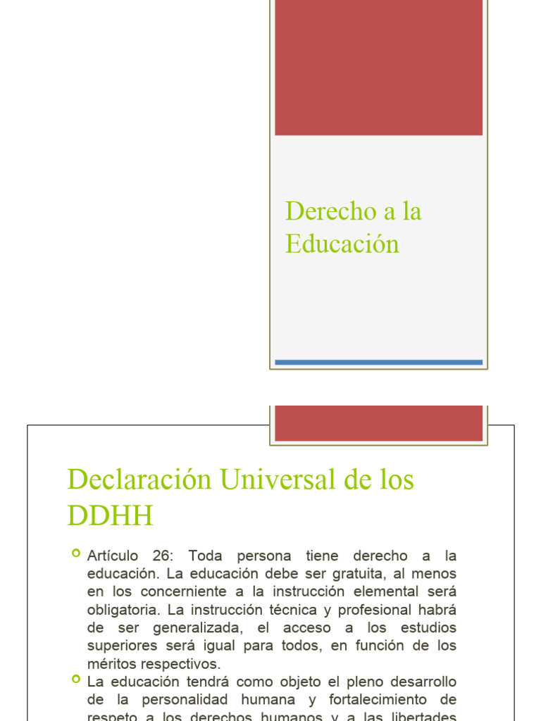 Derecho a la Educación y DDHH | PDF | Derechos humanos | Enseñando