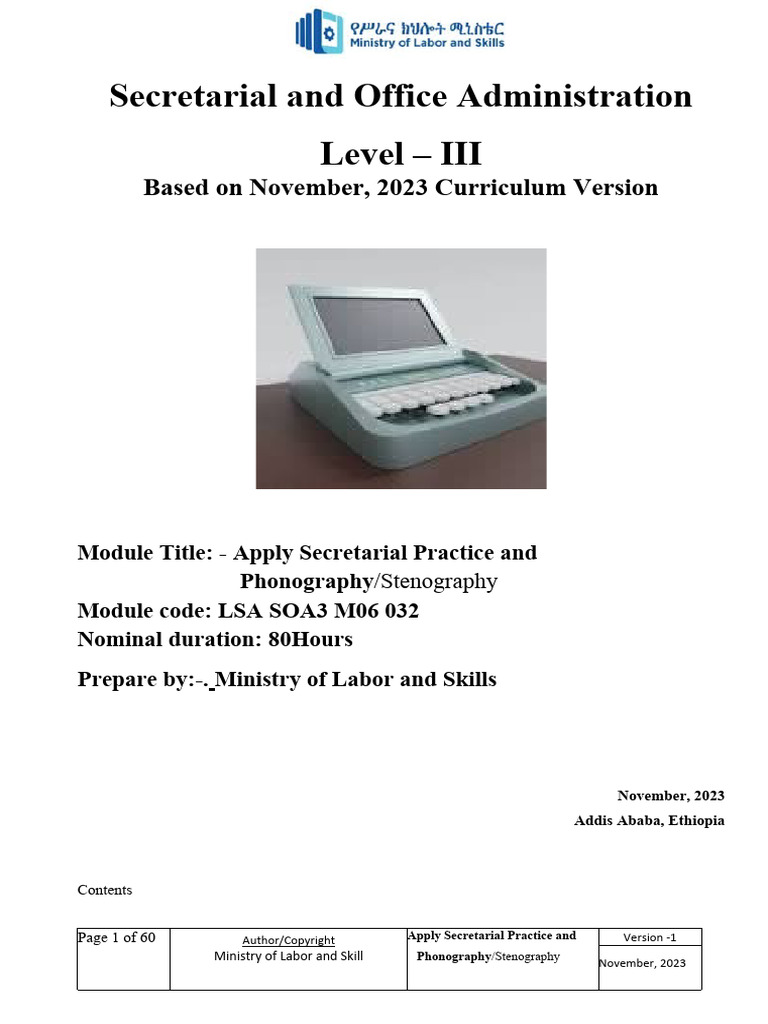 MO8-Apply Secretarial Practice and Phonography | PDF | Shorthand ...