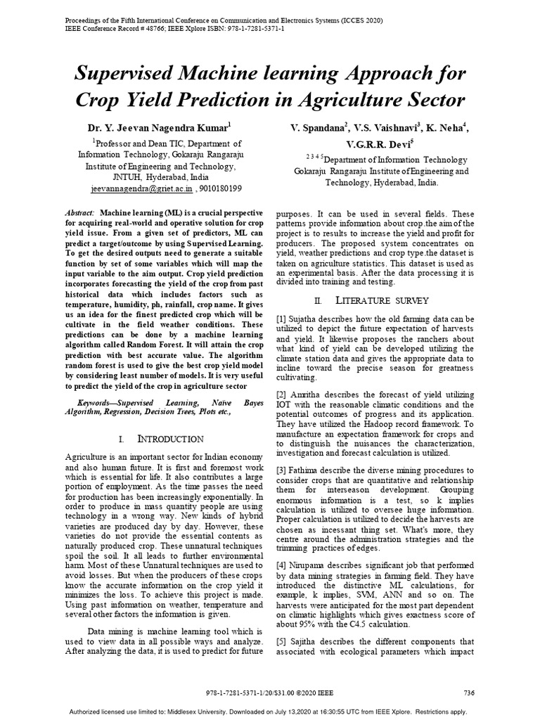 Crop Yield Prediction Using ML Techniques | PDF | Skewness | Machine ...