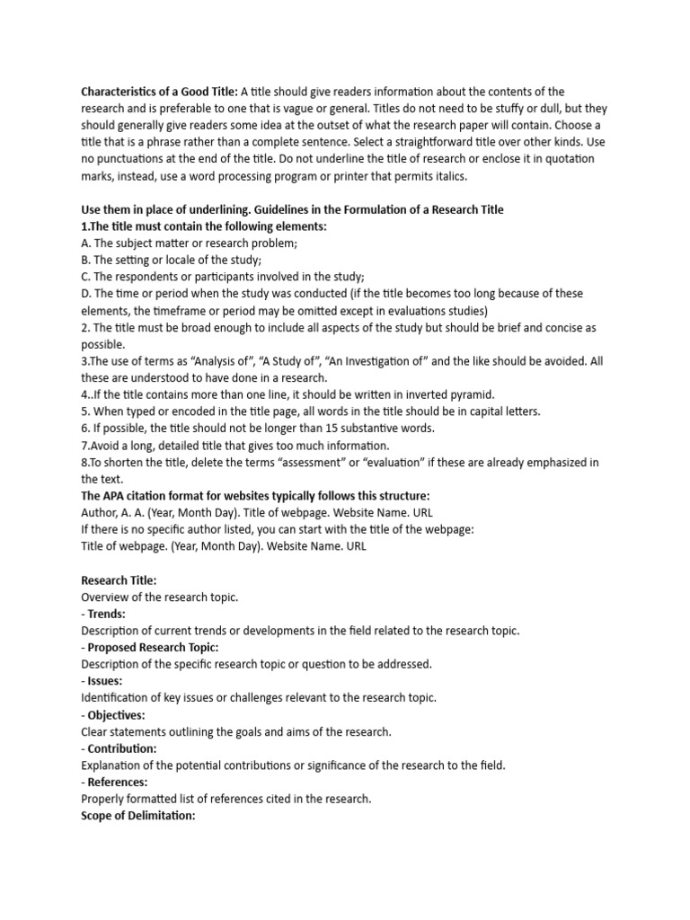 Guidelines for Crafting Research Titles | PDF | Methodology ...