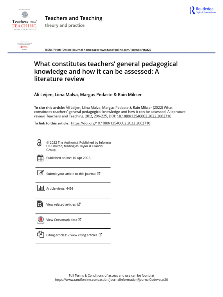 Assessing Teachers' Pedagogical Knowledge | PDF | Teachers | Pedagogy