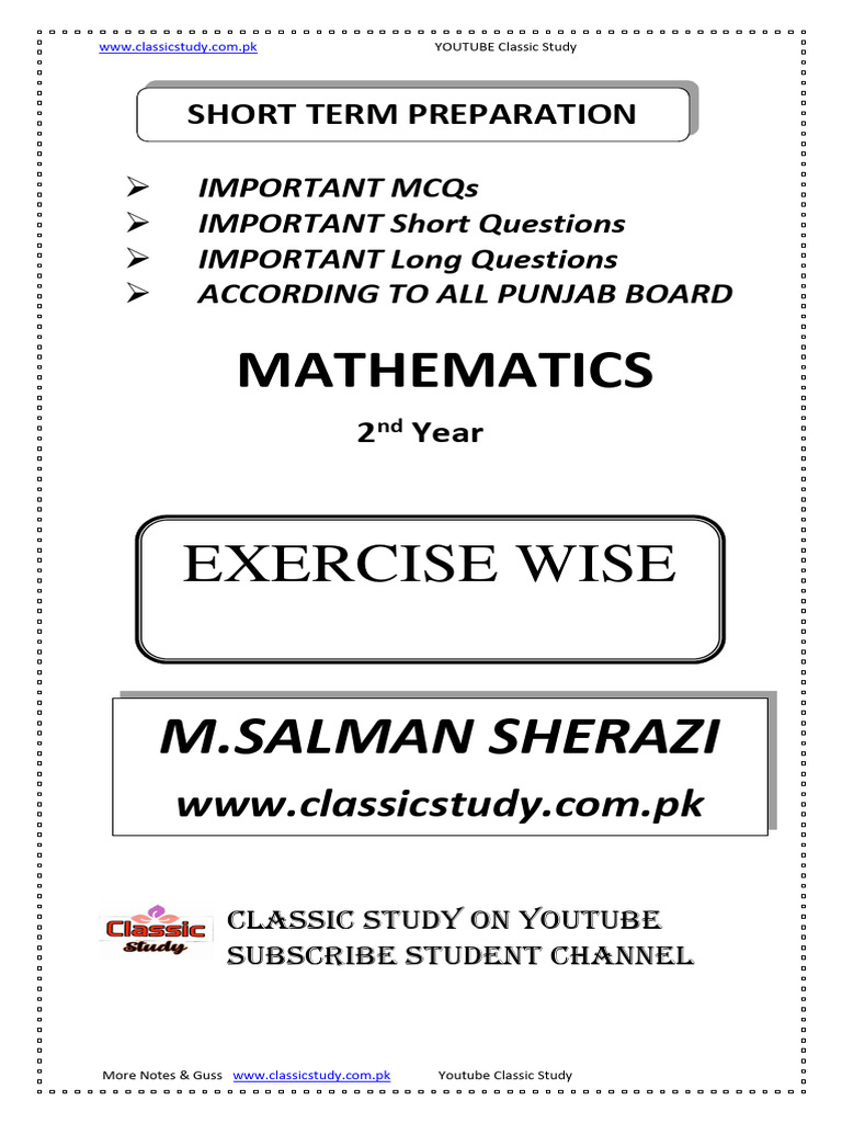 2nd Year Math Important Questions Guide | PDF | Function (Mathematics ...