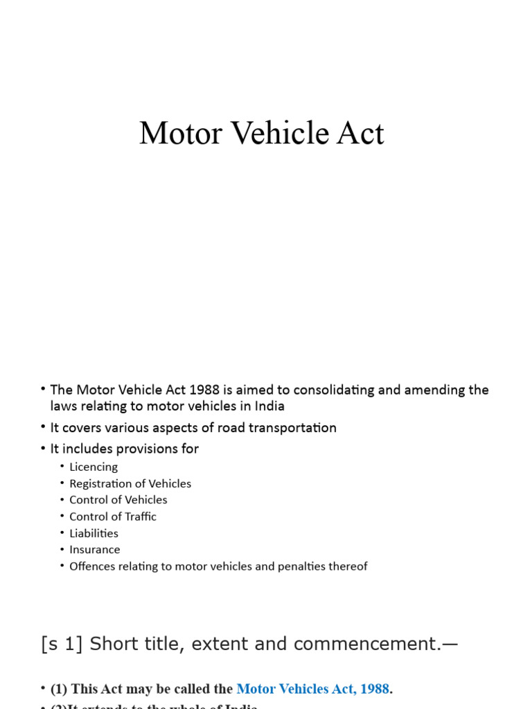 Motor Vehicle Act Pdf
