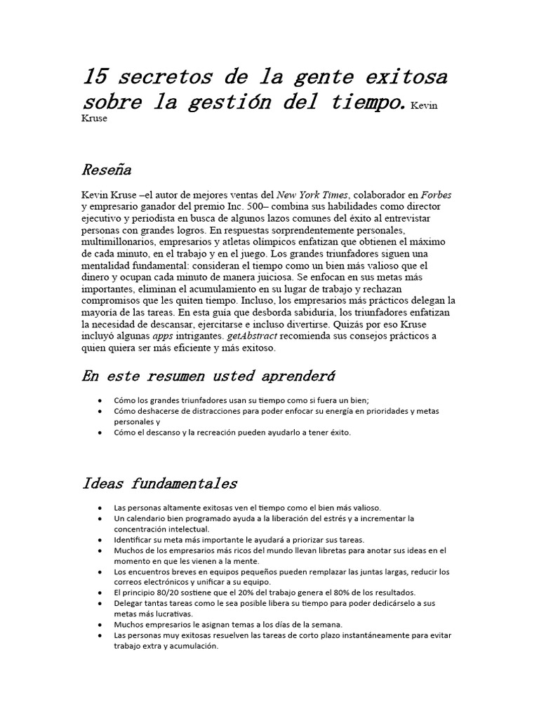 15 Claves de Éxito en Gestión del Tiempo | PDF | Mente | Dilación