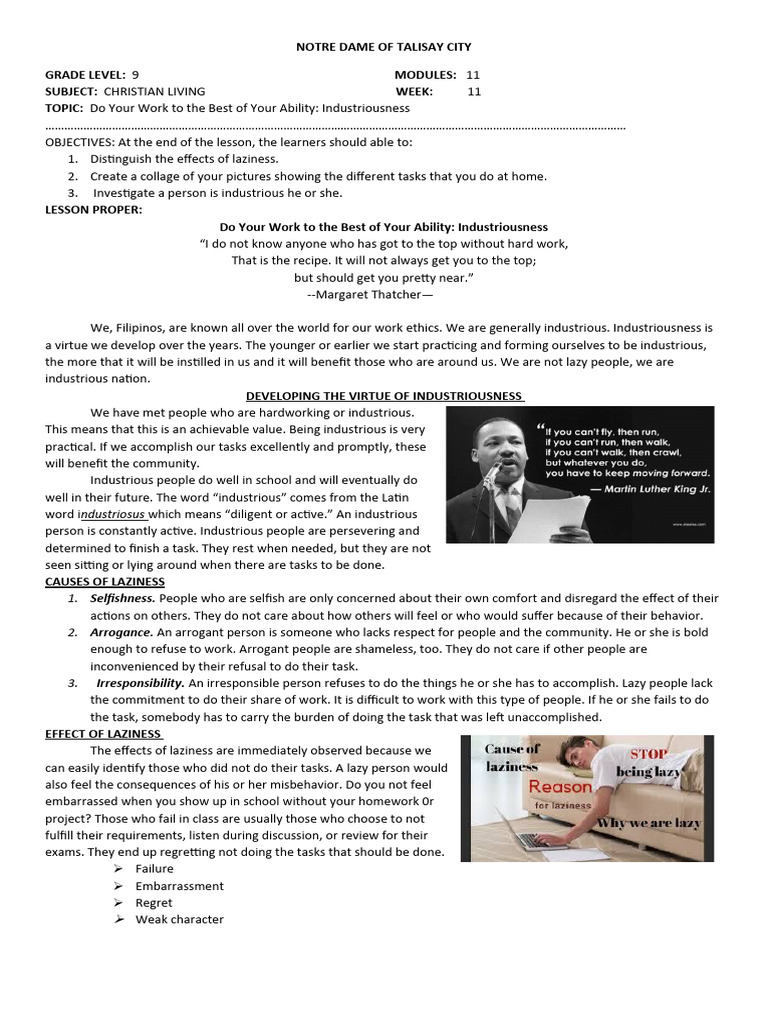 Christian Living Module 11 Week 11 | PDF | Psychology | Psychological ...