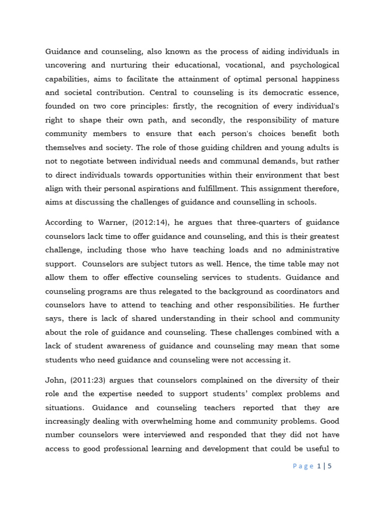 The Challenges of Guidance and Counselling in Schools | PDF | Teachers ...