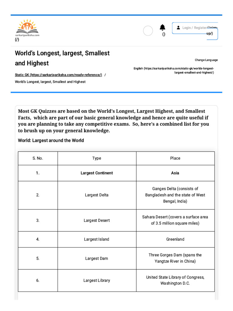 WHAT IS THE DIFFERENCE BETWEEN LARGEST AND LONGEST visual data 6
