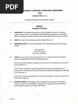 Operating Agreement 20130919
