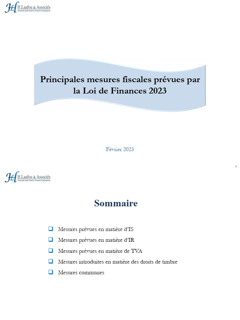 Mesures fiscales de la Loi 2023 | PDF | Impôt sur le revenu | Impôts