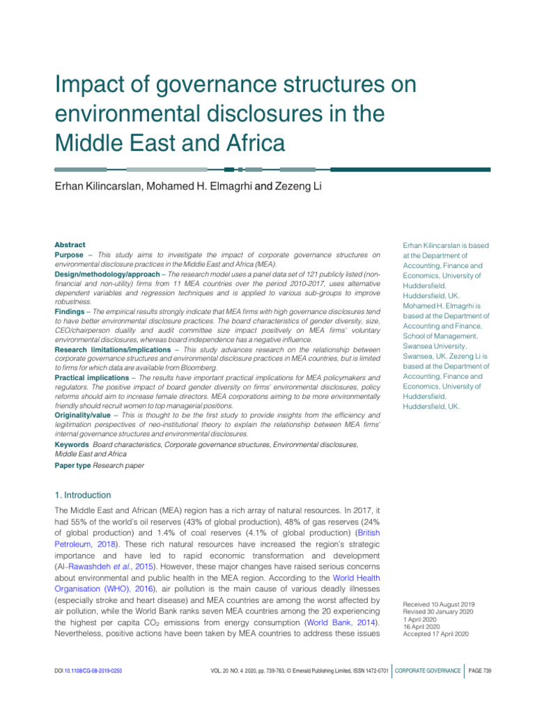 MEA Governance & Eco Disclosures | PDF | Governance | Corporate Social ...