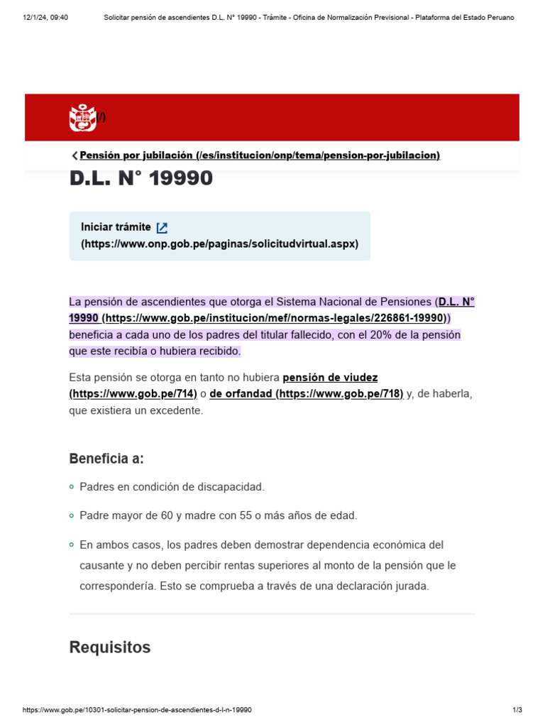 Solicitud de Pensión de Ascendientes D.L. 19990 | PDF | Pensión ...
