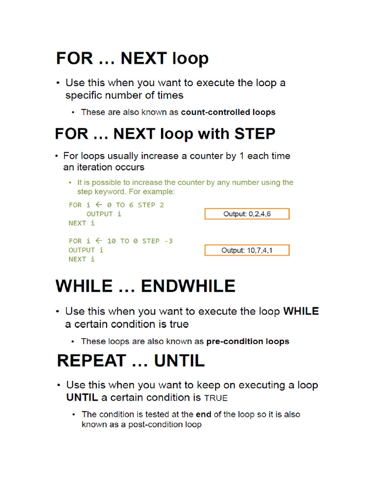 Loops Pseudocode | PDF