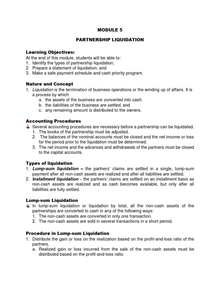 Partnership Liquidation Procedures Guide | PDF | Debits And Credits ...